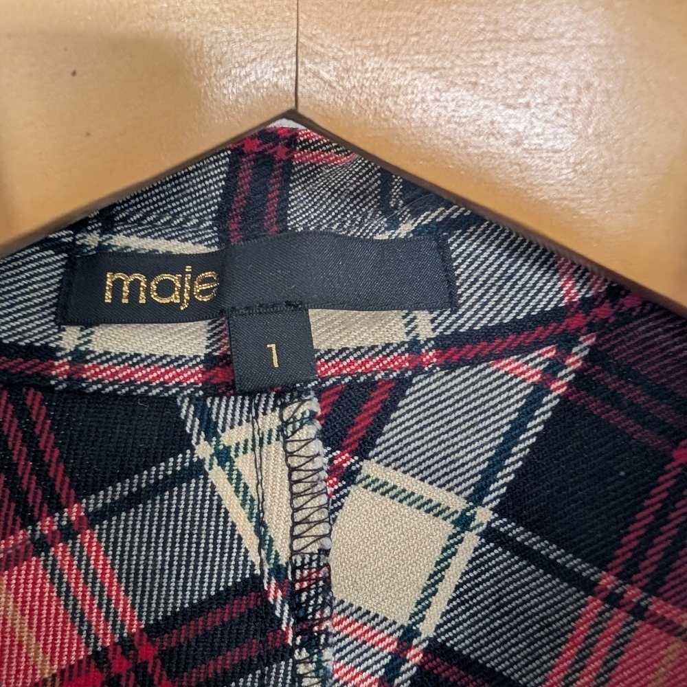 MAJE PLAID SHIRT DRESS SIZE 1 - Picture 5 of 9